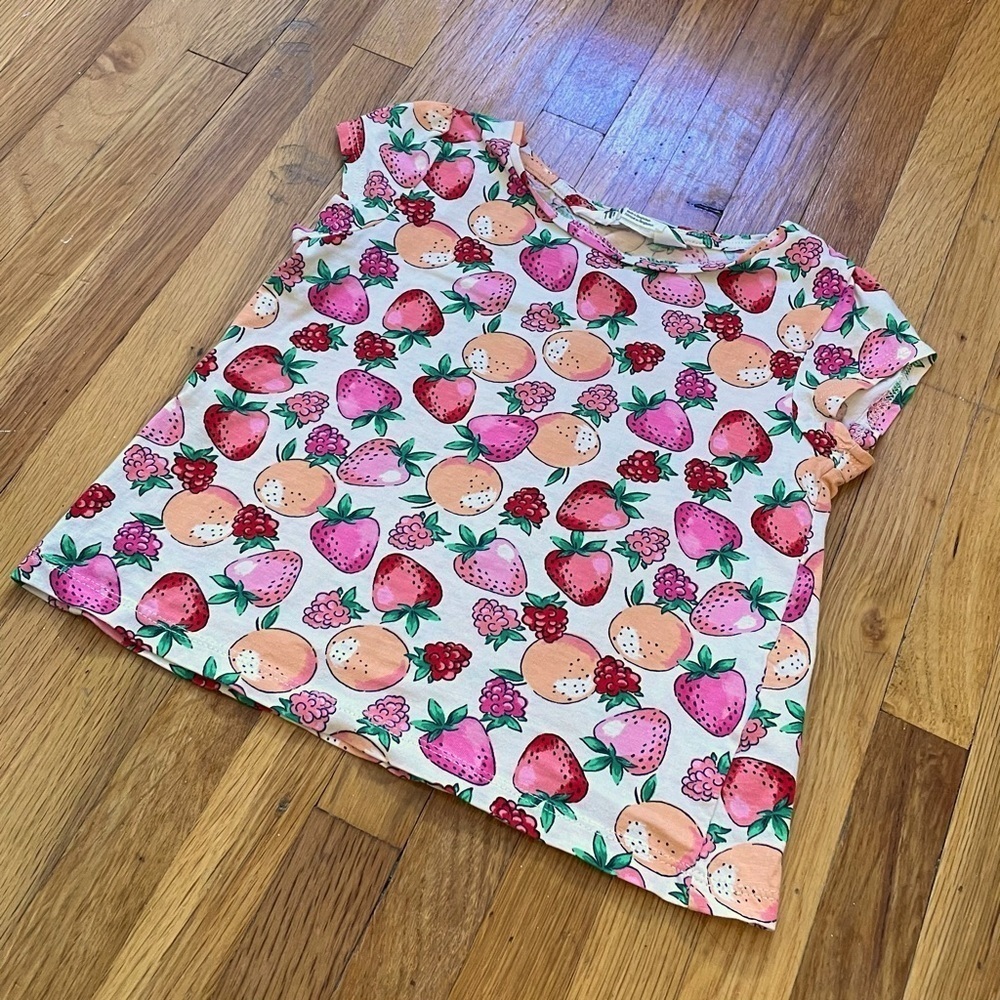 4/$25 H&M puff-sleeved jersey berry fruit print t-shirt toddler girls size 3T-4T - Picture 6 of 9